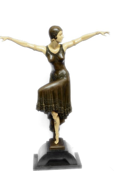 D.H.Chiparus Bronze Art Deco Statue Egyptian Dancer Sculpture traditional-decora