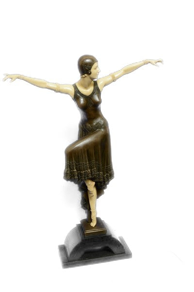 D.H.Chiparus Bronze Art Deco Statue Egyptian Dancer Sculpture traditional-decora