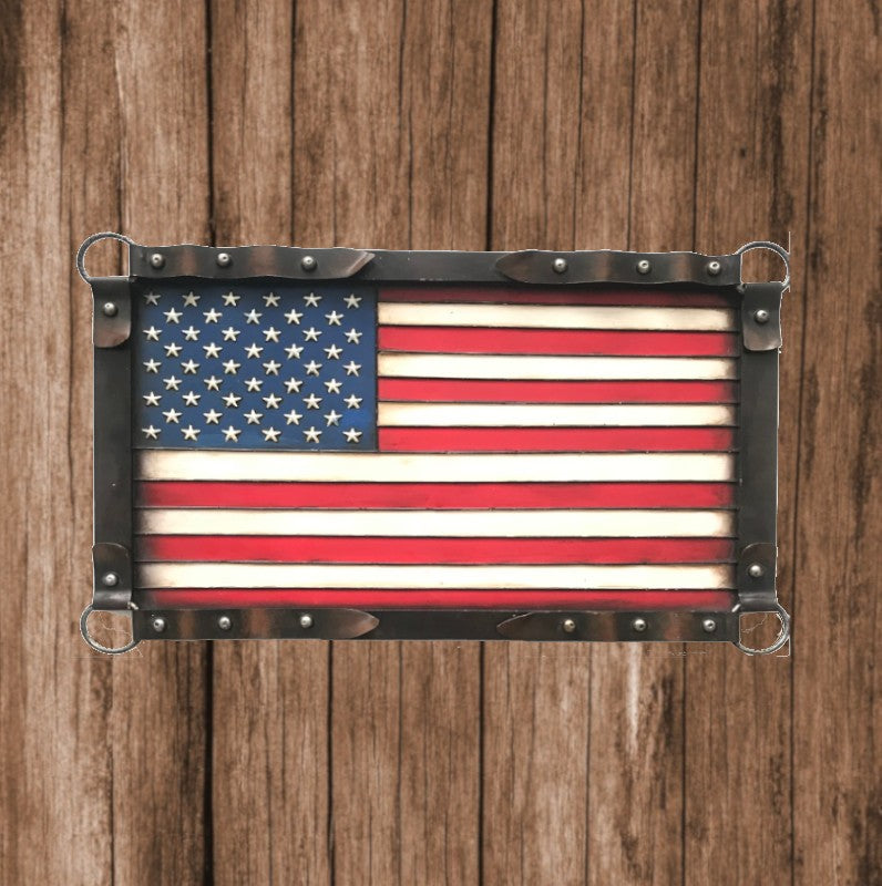 Large Framed American Flag/Rustic USA Flag with Frame/American Flag Wall Art