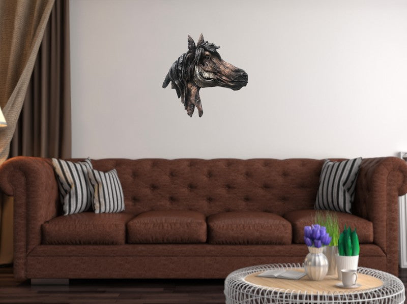 Wild Beauty 3-D Horse Wall Sculpture Hand Made Home Office Cabin Farm Decor