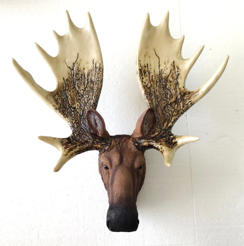 European Faux Bronze Moose Sculpture Hunt Chalet Decor Hand Made Classic Artwork