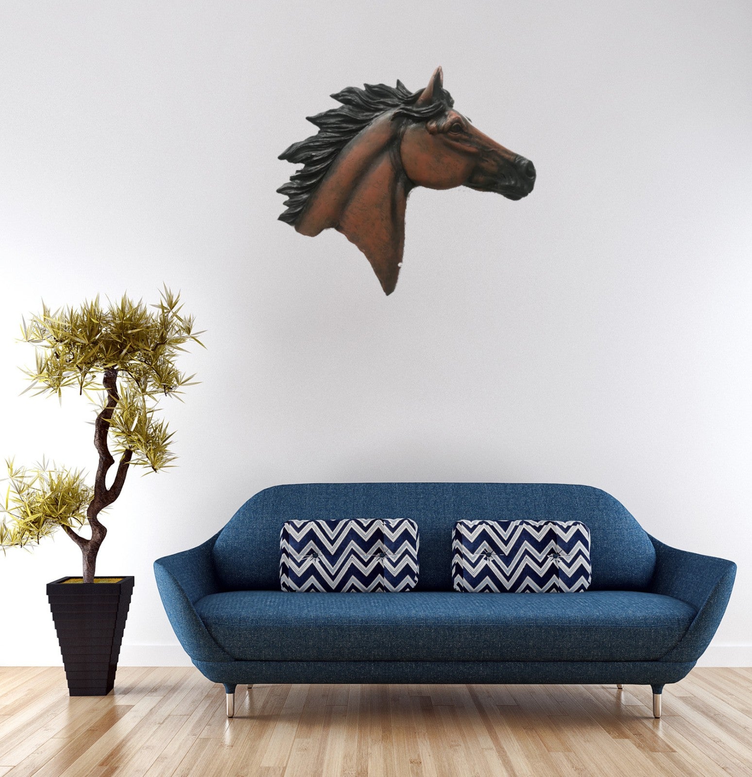 Cold Cast Bronze Horse Stallion for Wall Sculpture Detailed Figurine Artwork