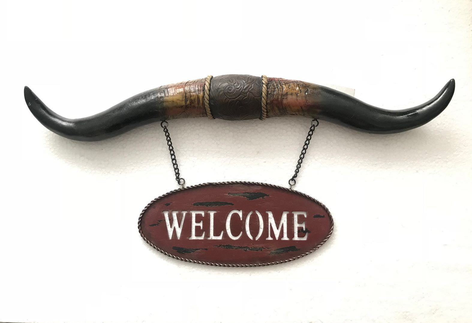 Bull Steer Cow Long horn Wall Decor Sculpture Rustic Country Cabin Gift