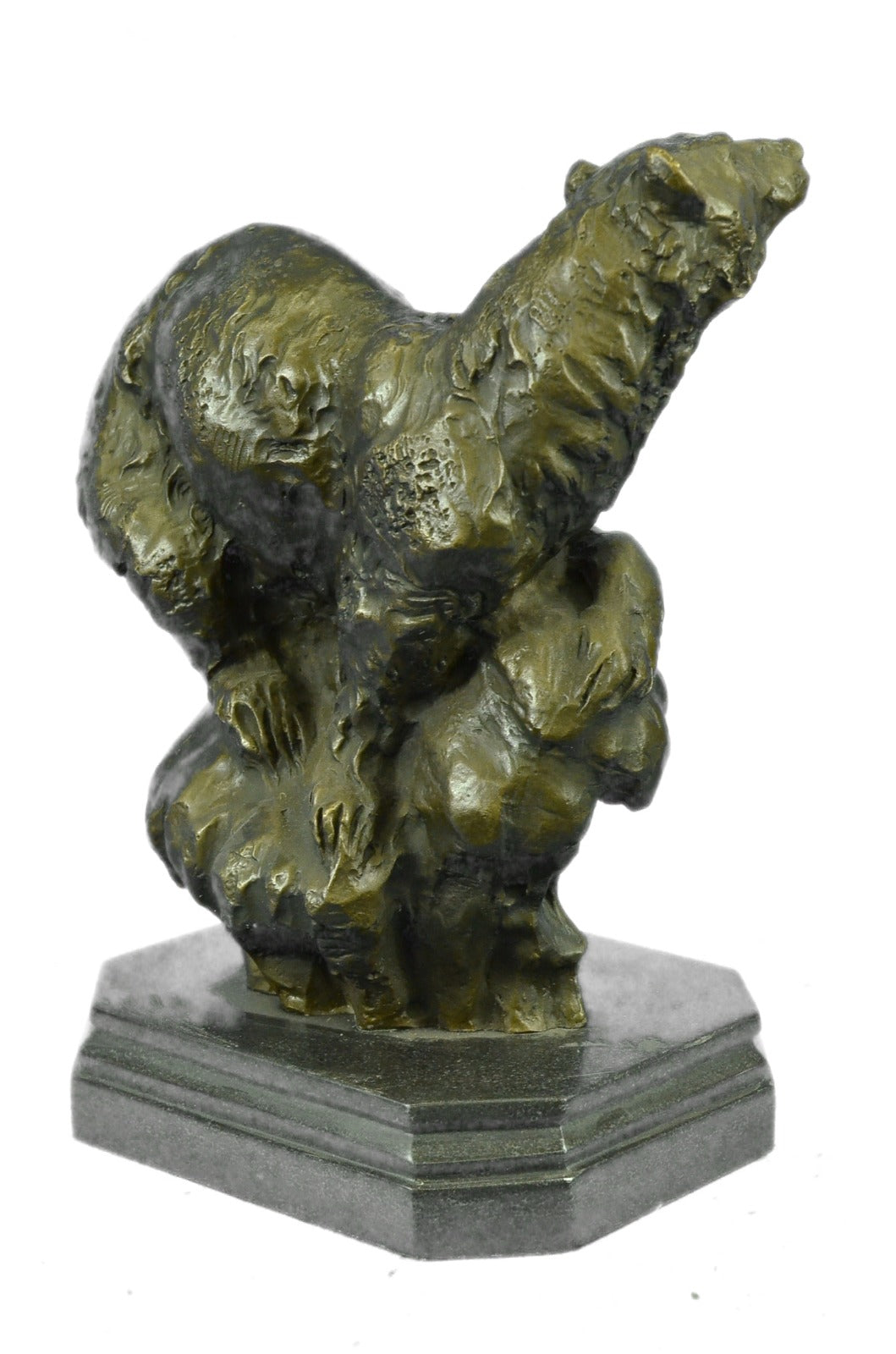 Handcrafted bronze sculpture SALE Marble Bear Polar Deco Art Signed Large