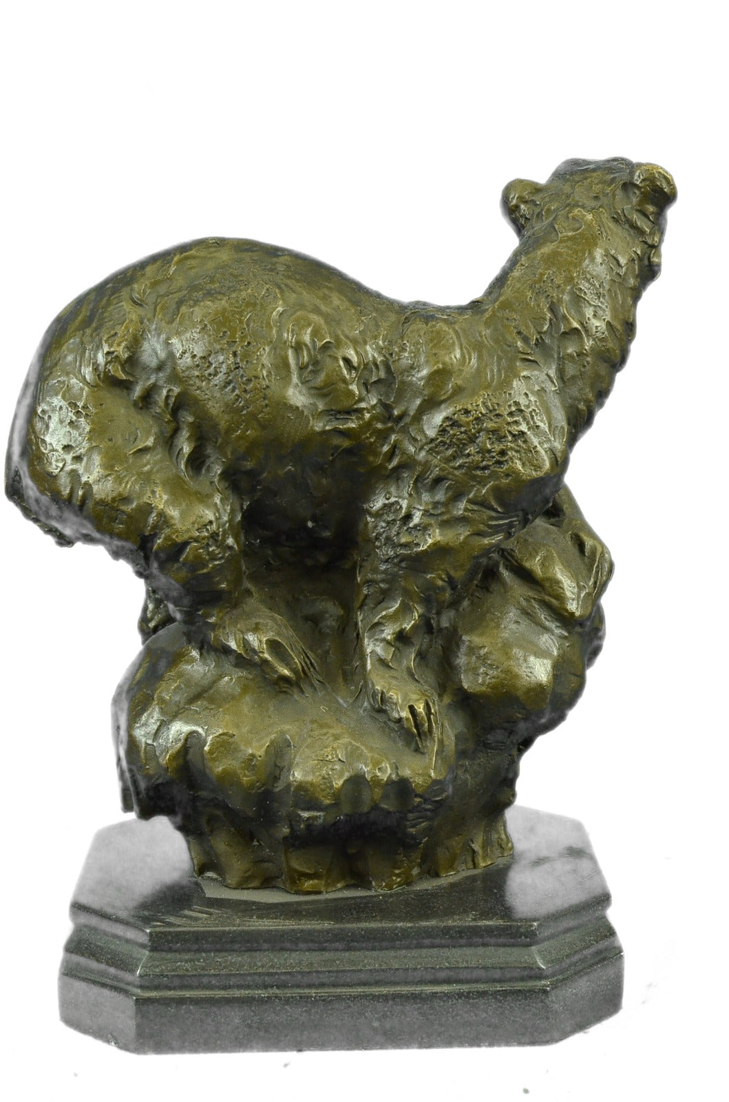 Handcrafted bronze sculpture SALE Marble Bear Polar Deco Art Signed Large