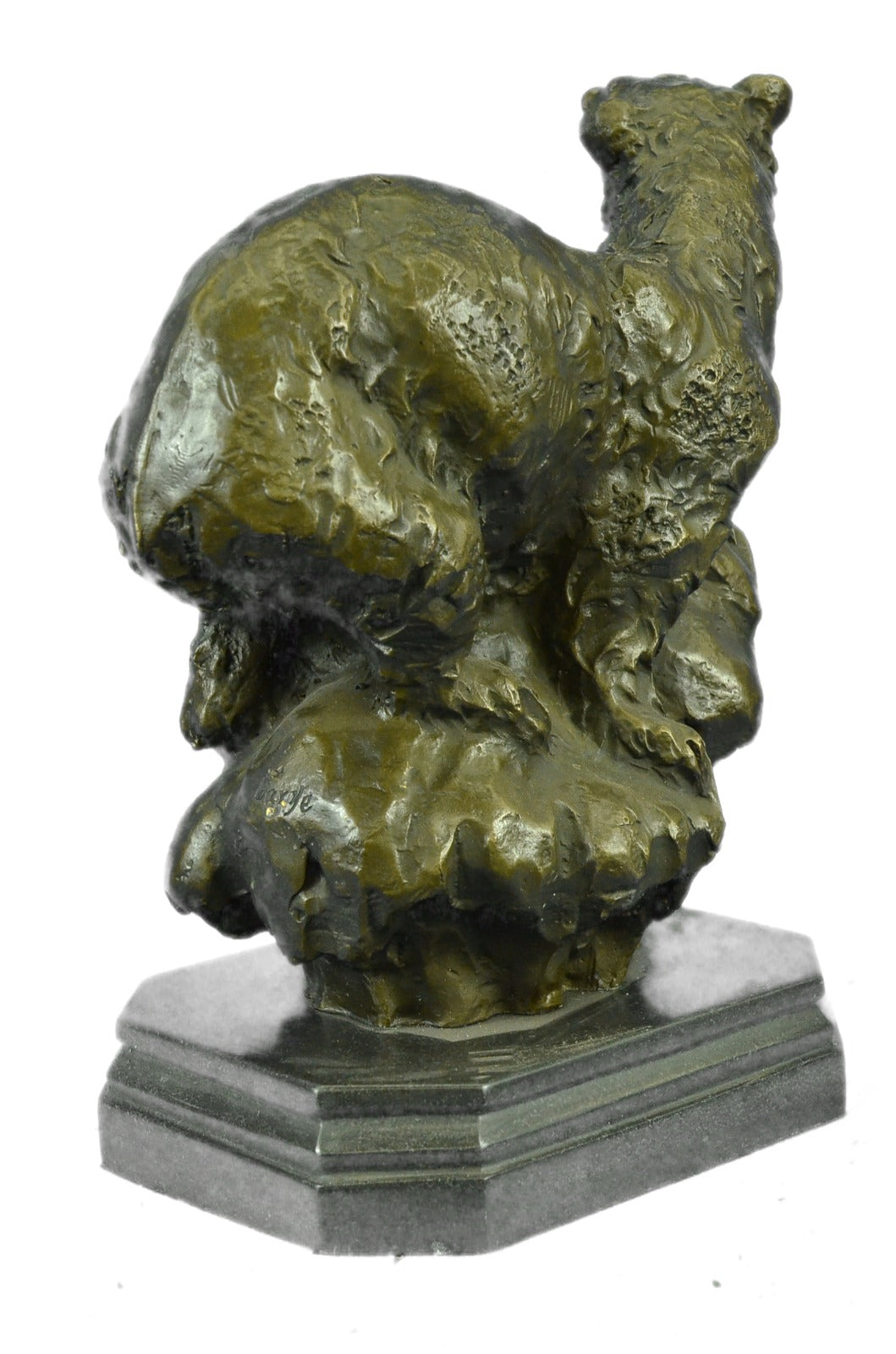 Handcrafted bronze sculpture SALE Marble Bear Polar Deco Art Signed Large