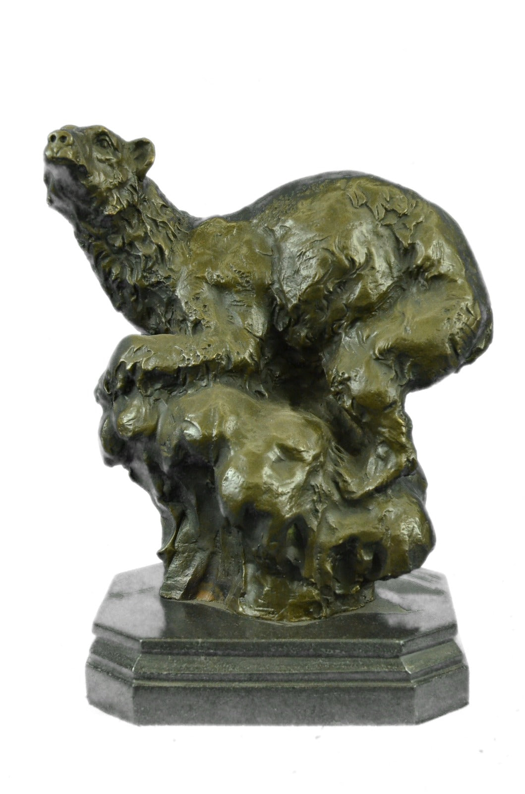 Handcrafted bronze sculpture SALE Marble Bear Polar Deco Art Signed Large