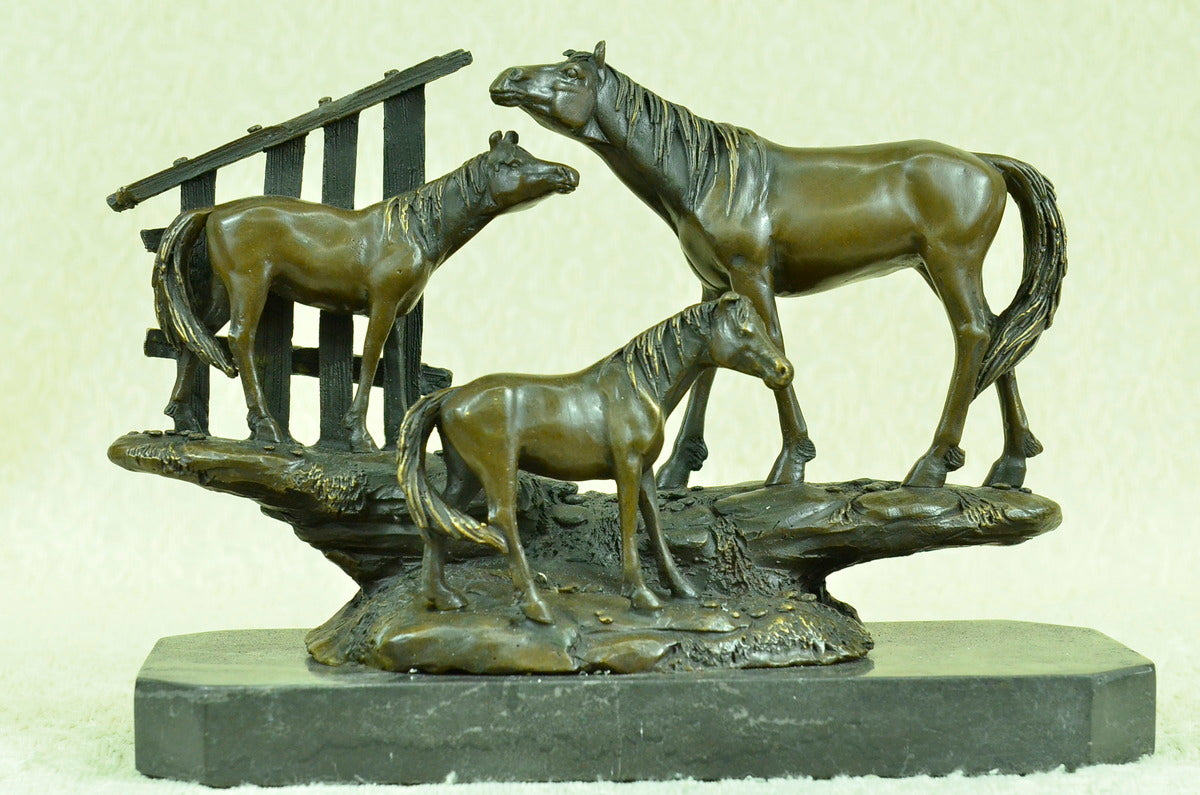 Handcrafted bronze sculpture SALE Metal Cast Horses Family Large Art Animal