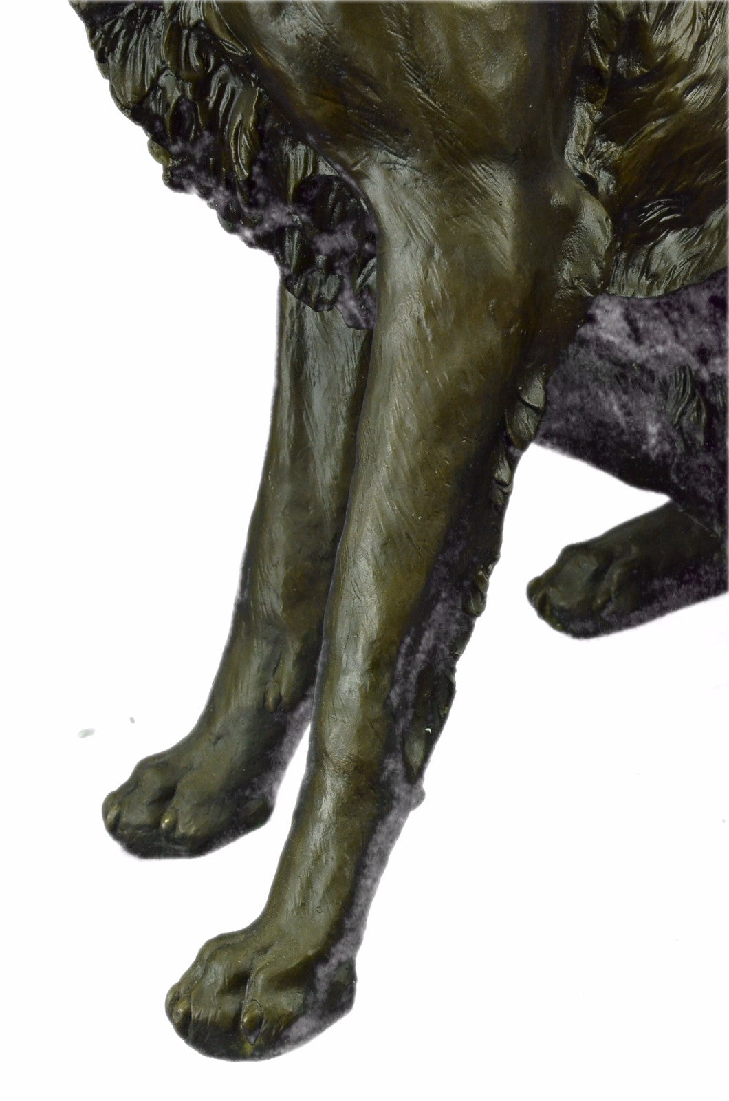 Bronze Dog Sculpture: Sitting German Shepherd Hot Cast Hand Made Figurine Figure