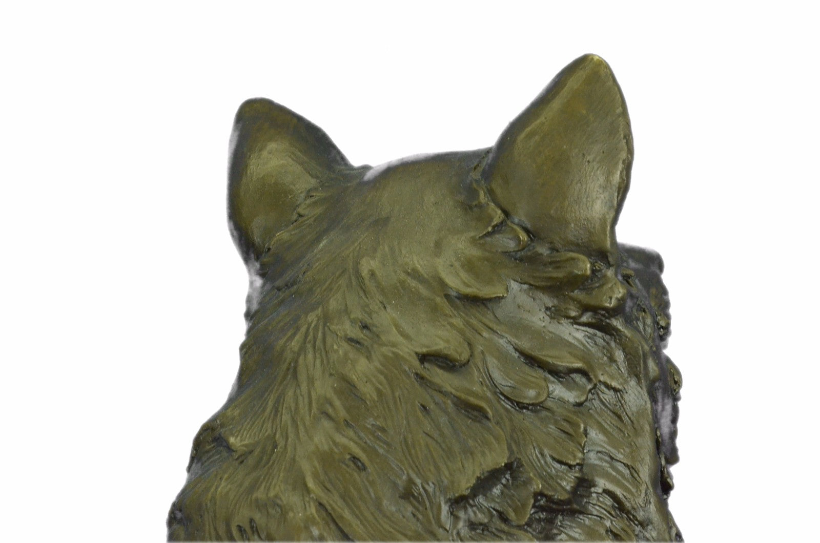 Bronze Dog Sculpture: Sitting German Shepherd Hot Cast Hand Made Figurine Figure