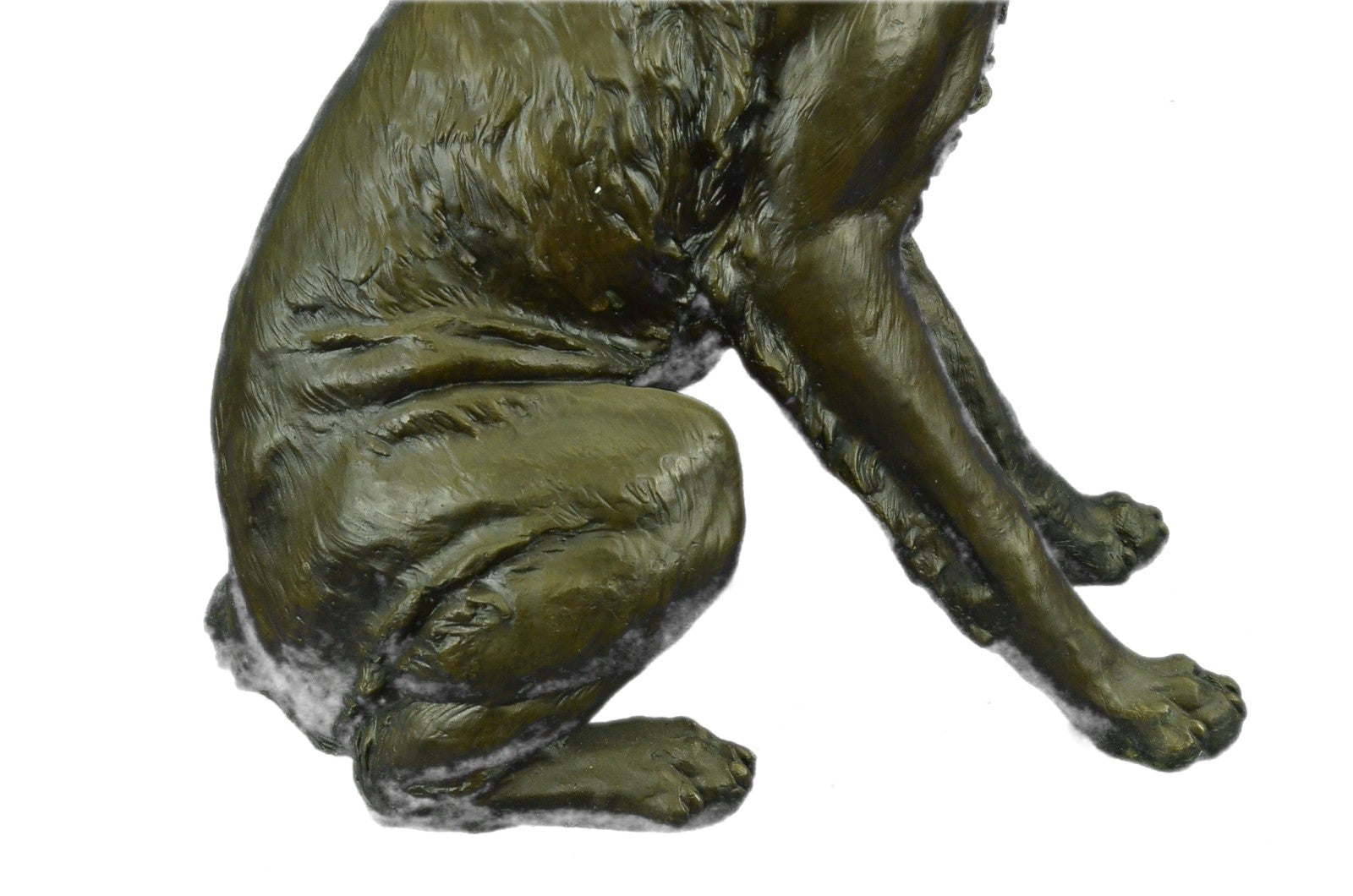 Bronze Dog Sculpture: Sitting German Shepherd Hot Cast Hand Made Figurine Figure