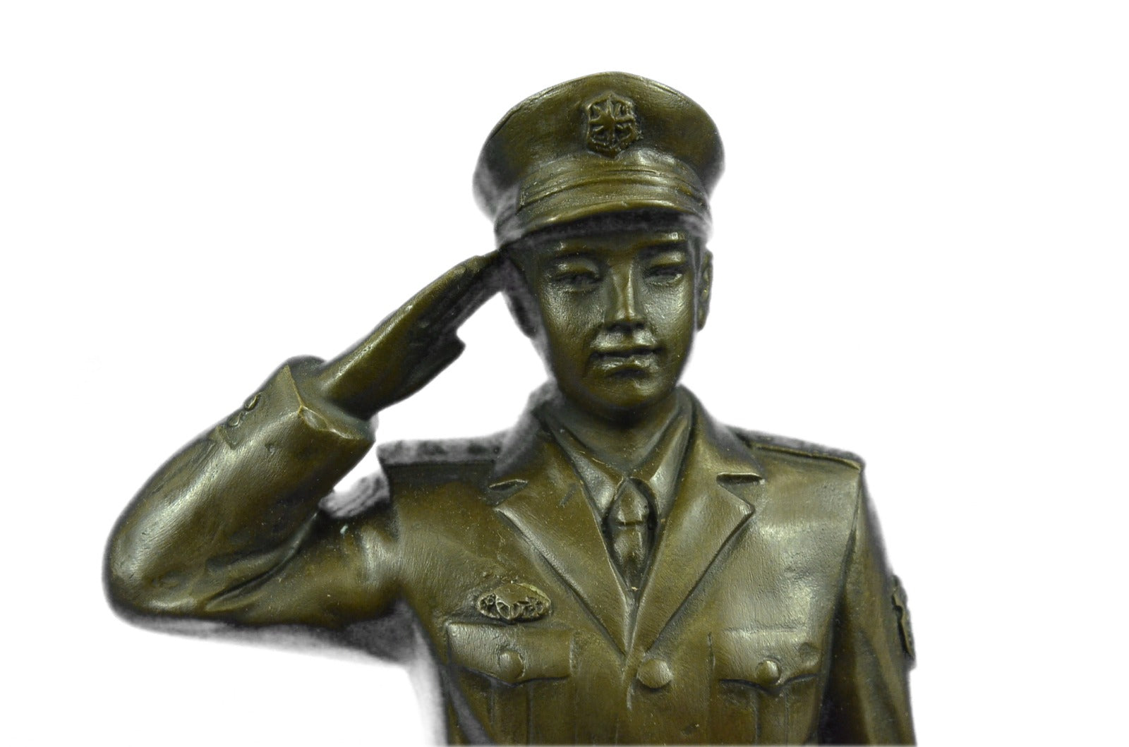 Police Officer Law Enforcement Gun Revolver Bronze Marble Statue Gift Sculpture