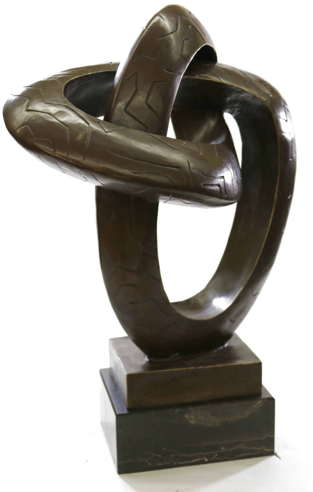 Jubilation Abstract Real Bronze Sculpture, Extra Large Figurine Marble Base Figure