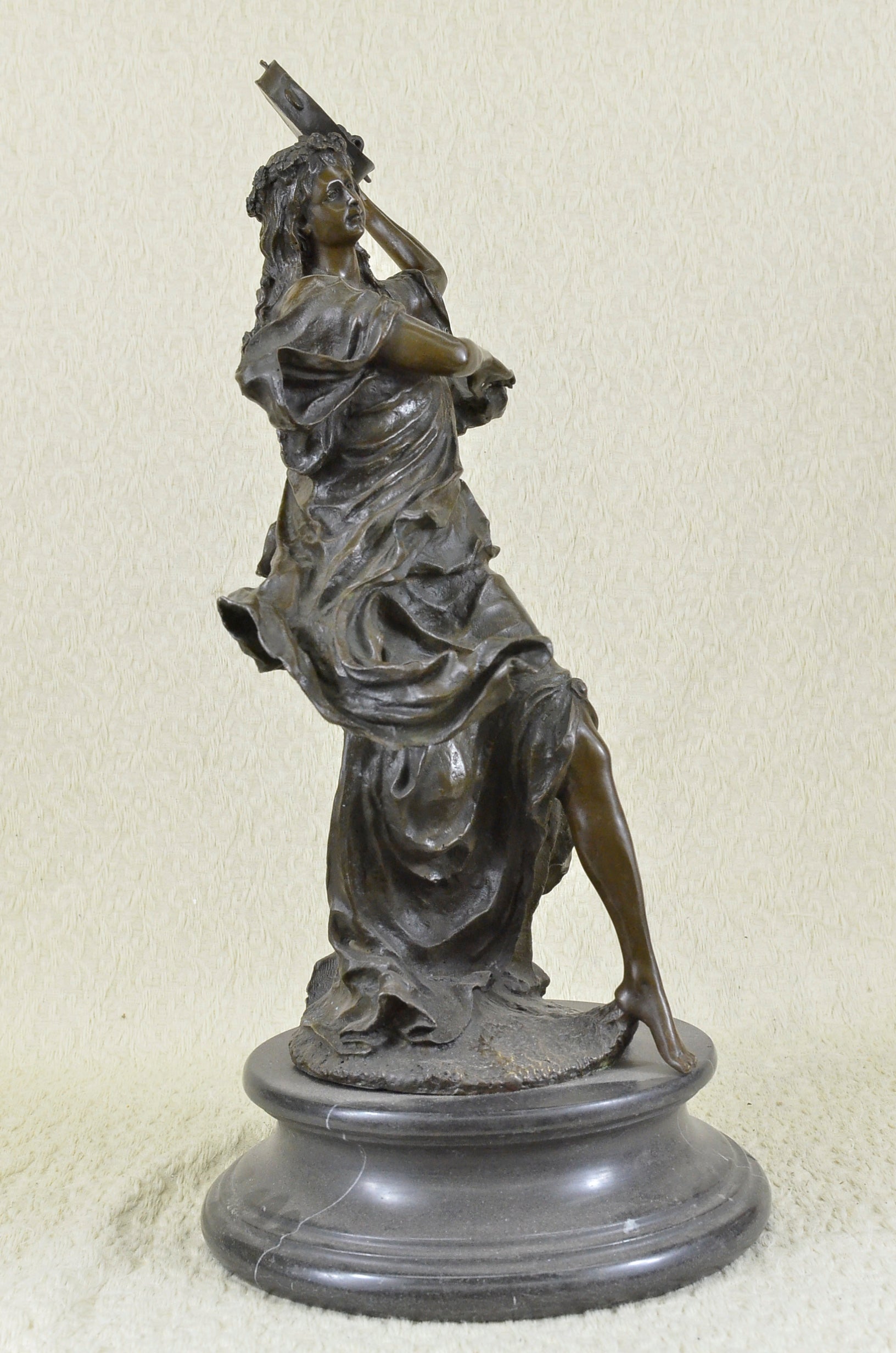 Bronze sculpture of a woman playing  tambourine Handcrafted by Lost Wax Method