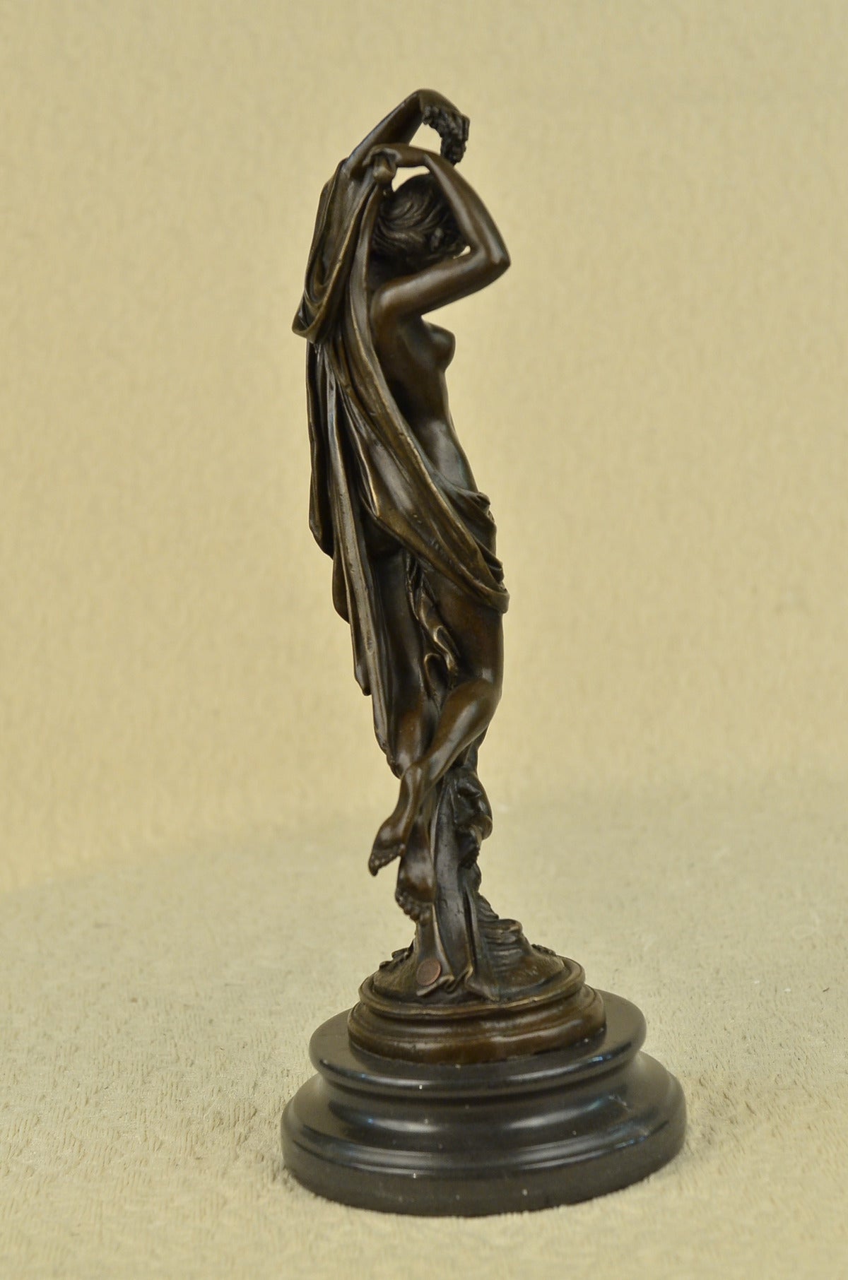 SIGNED MOREAU NUDE LADY WITH ANGEL BRONZE STATUE ART DECO HOT CAST MARBLE FIGURE
