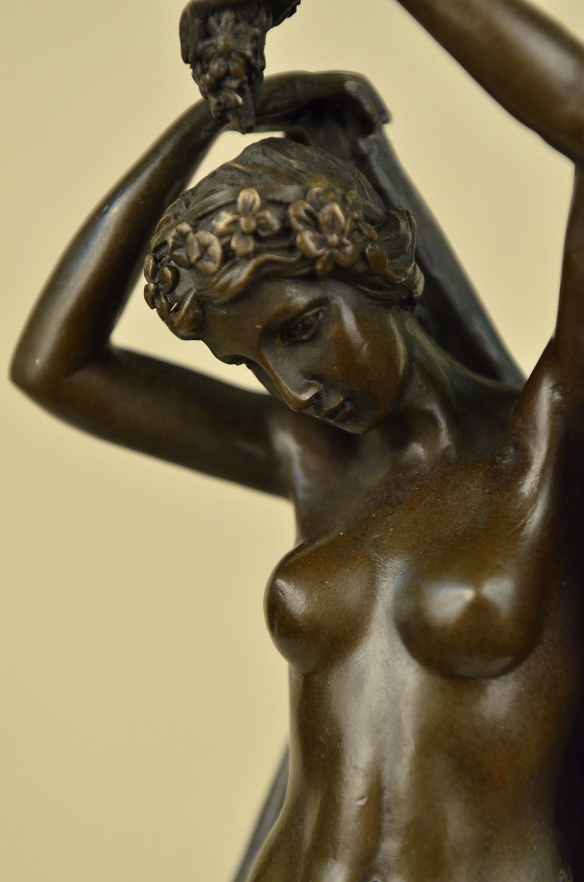 SIGNED MOREAU NUDE LADY WITH ANGEL BRONZE STATUE ART DECO HOT CAST MARBLE FIGURE