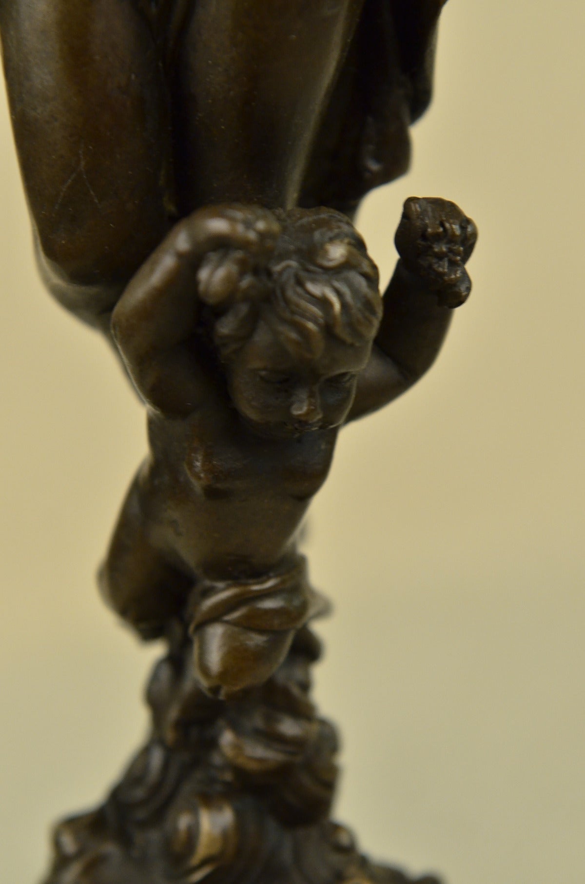 SIGNED MOREAU NUDE LADY WITH ANGEL BRONZE STATUE ART DECO HOT CAST MARBLE FIGURE