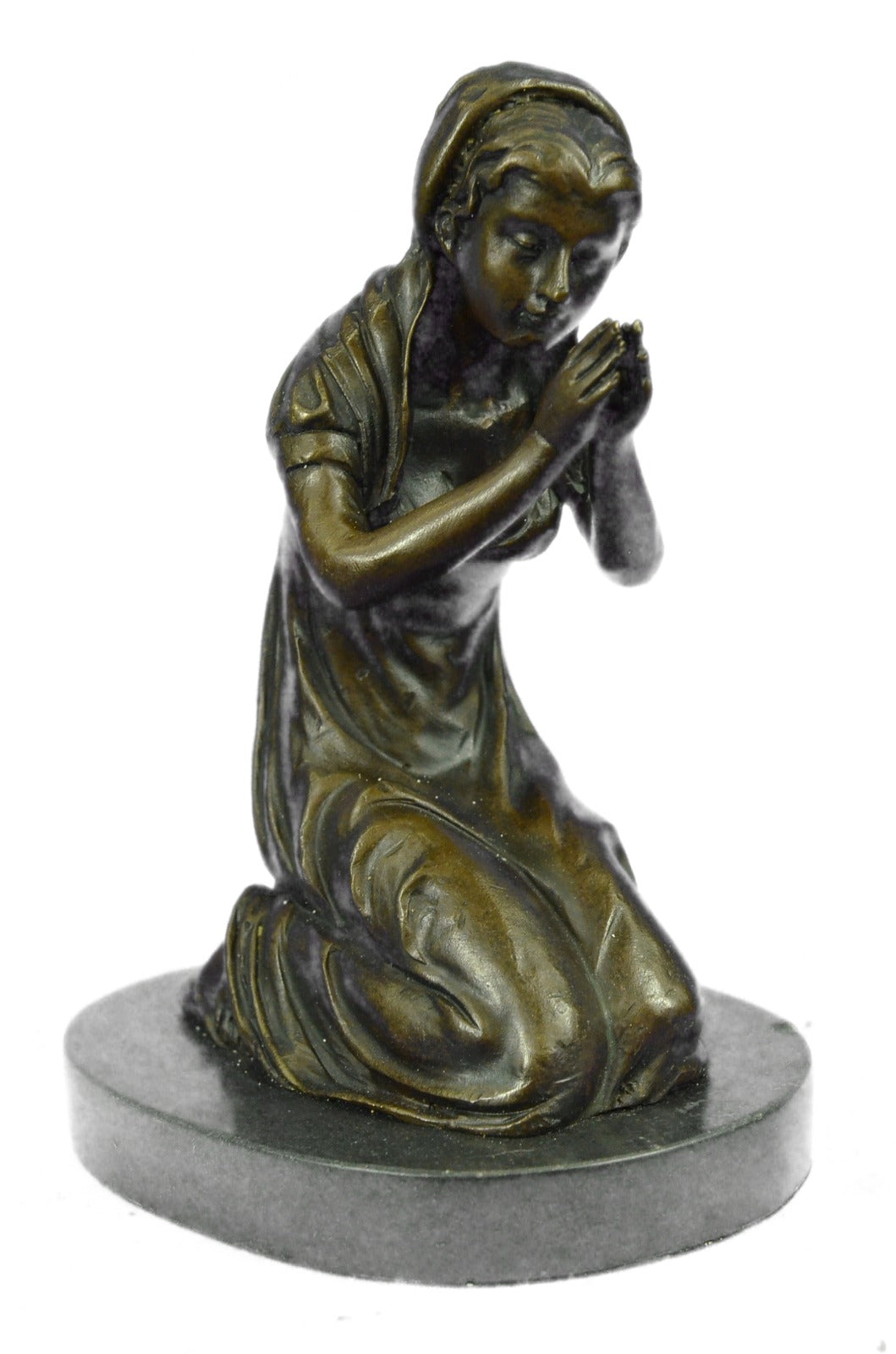 Handcrafted bronze sculpture SALE Marble Praying Mary Virgin Mother Blessed
