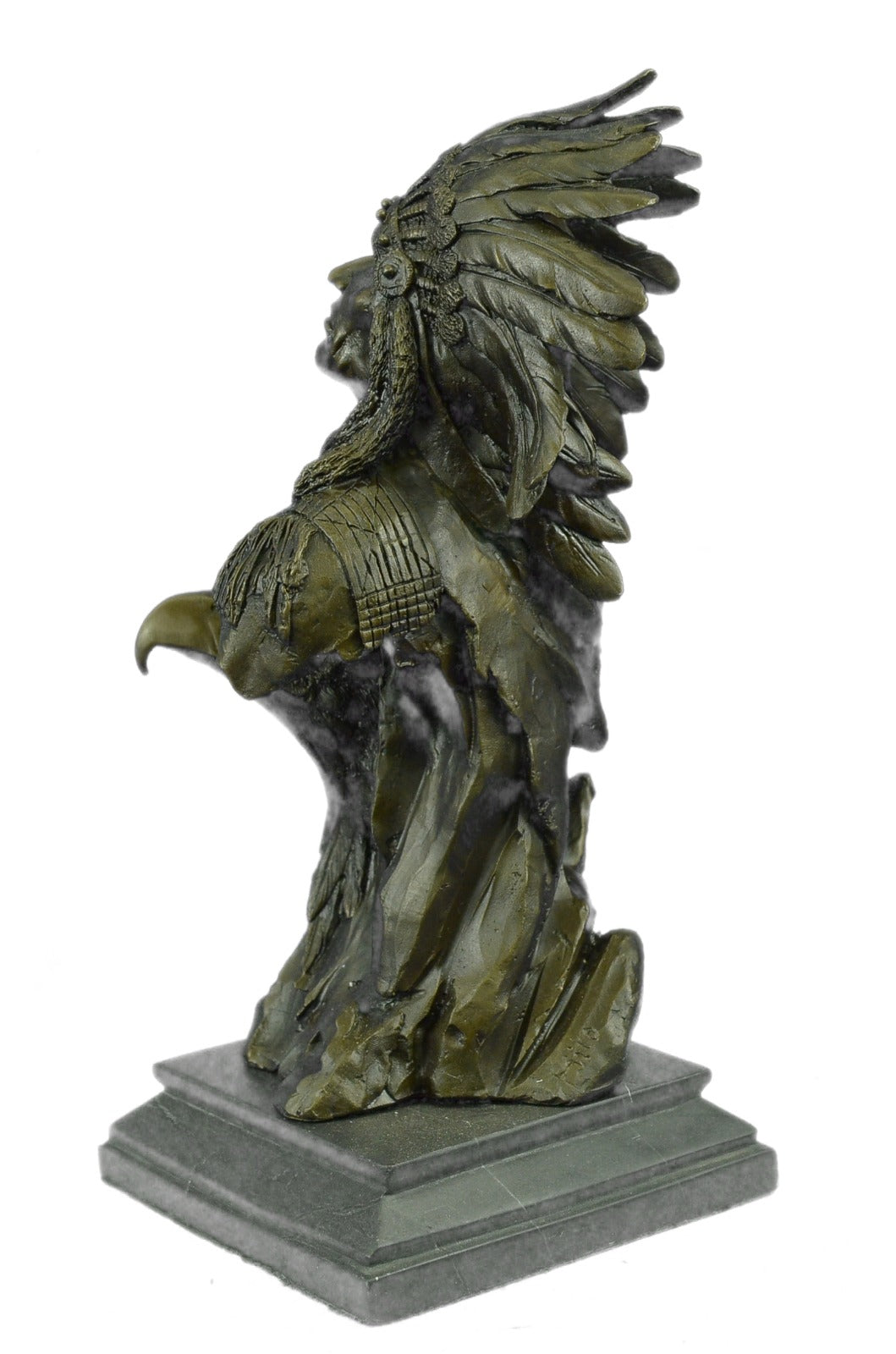 Native American Indian Warrior Chief Bronze Bust Sculpture Statue Figurine Art