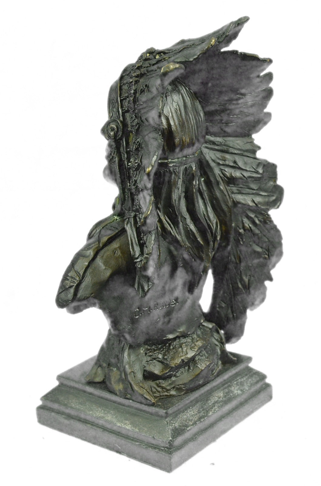 Bronze decor collectible sculpture Art Deco 12" Indian Native Chief Eagle Bust