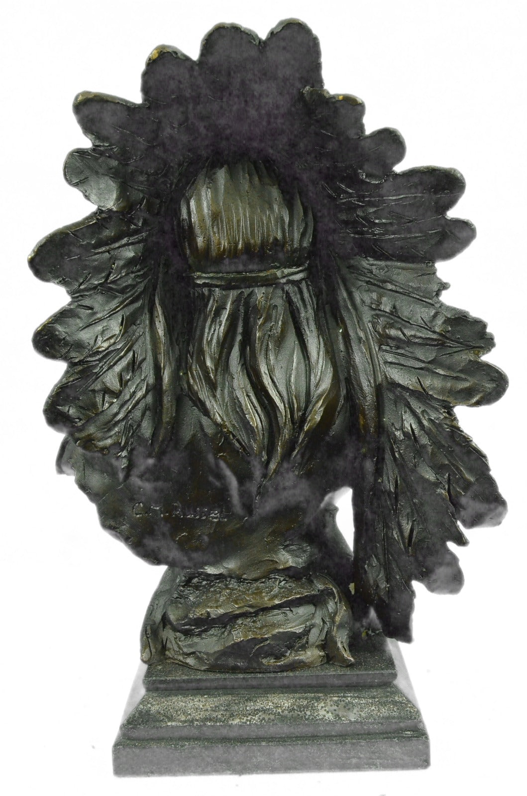 Bronze decor collectible sculpture Art Deco 12" Indian Native Chief Eagle Bust