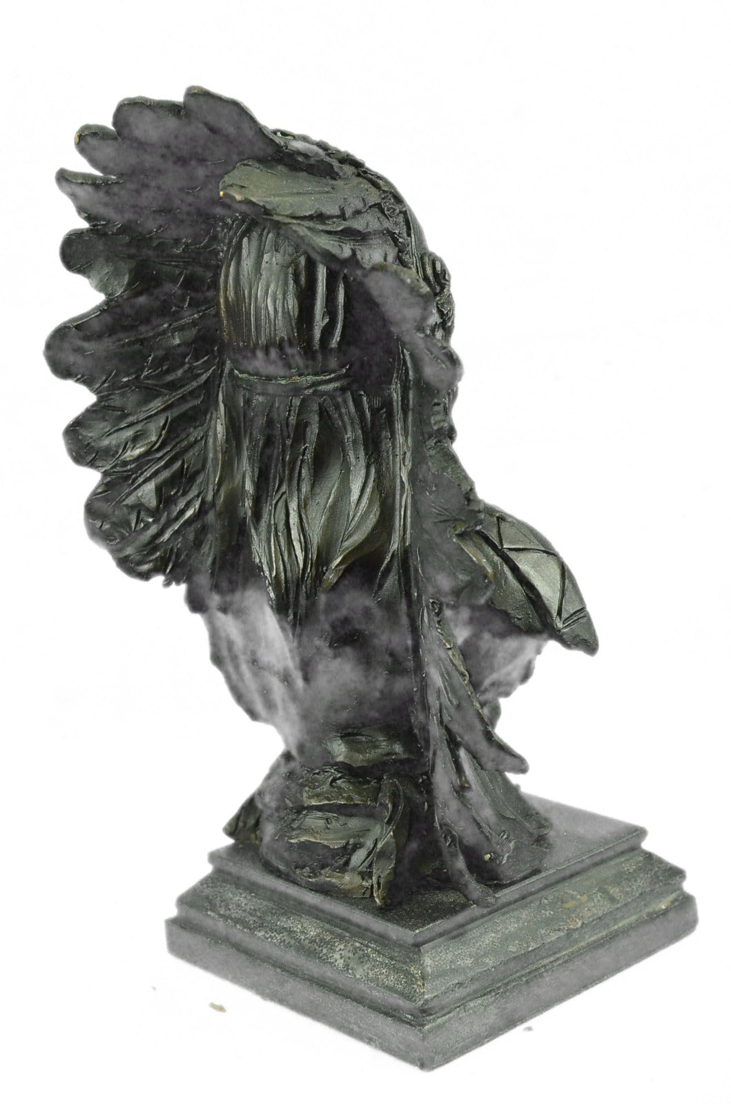Bronze decor collectible sculpture Art Deco 12" Indian Native Chief Eagle Bust