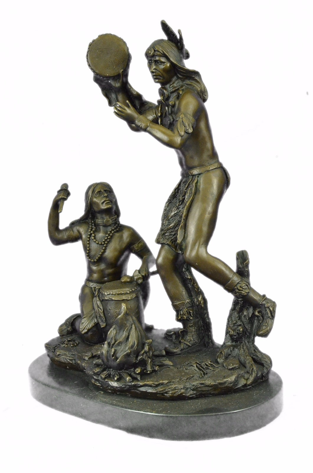 Handcrafted bronze sculpture SALE Drumme "Ceremonial Indian Art American