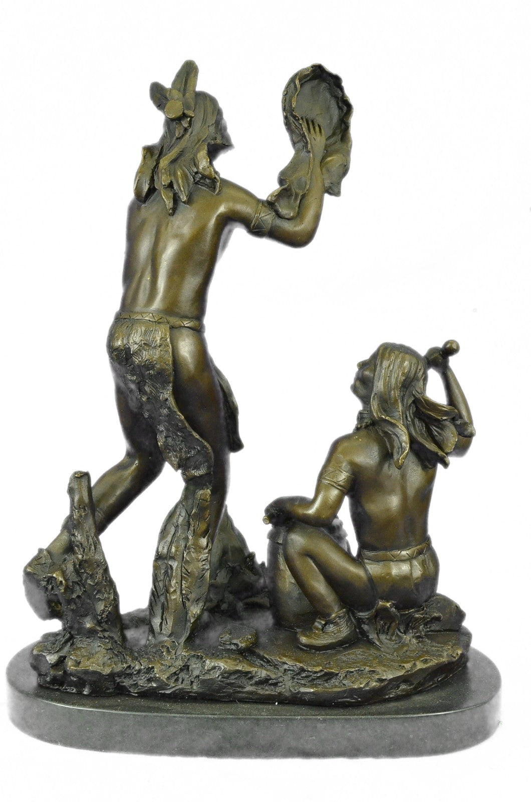 Handcrafted bronze sculpture SALE Drumme "Ceremonial Indian Art American