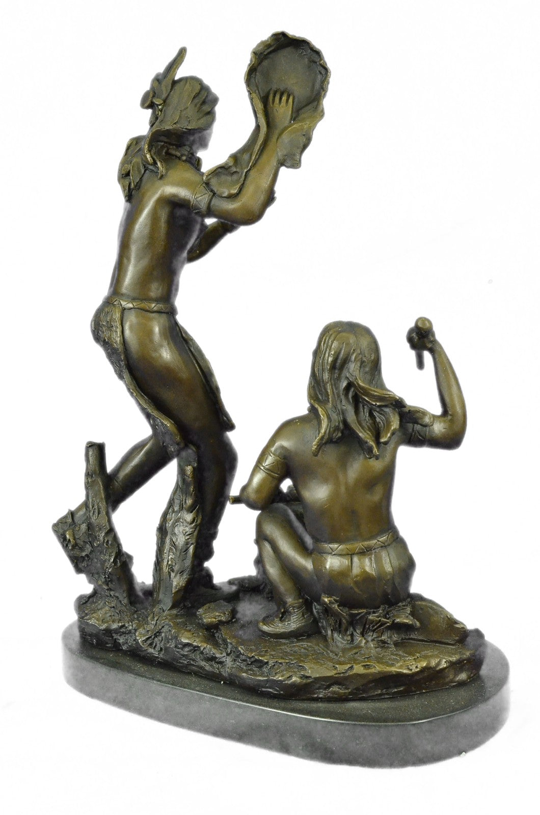 Handcrafted bronze sculpture SALE Drumme "Ceremonial Indian Art American