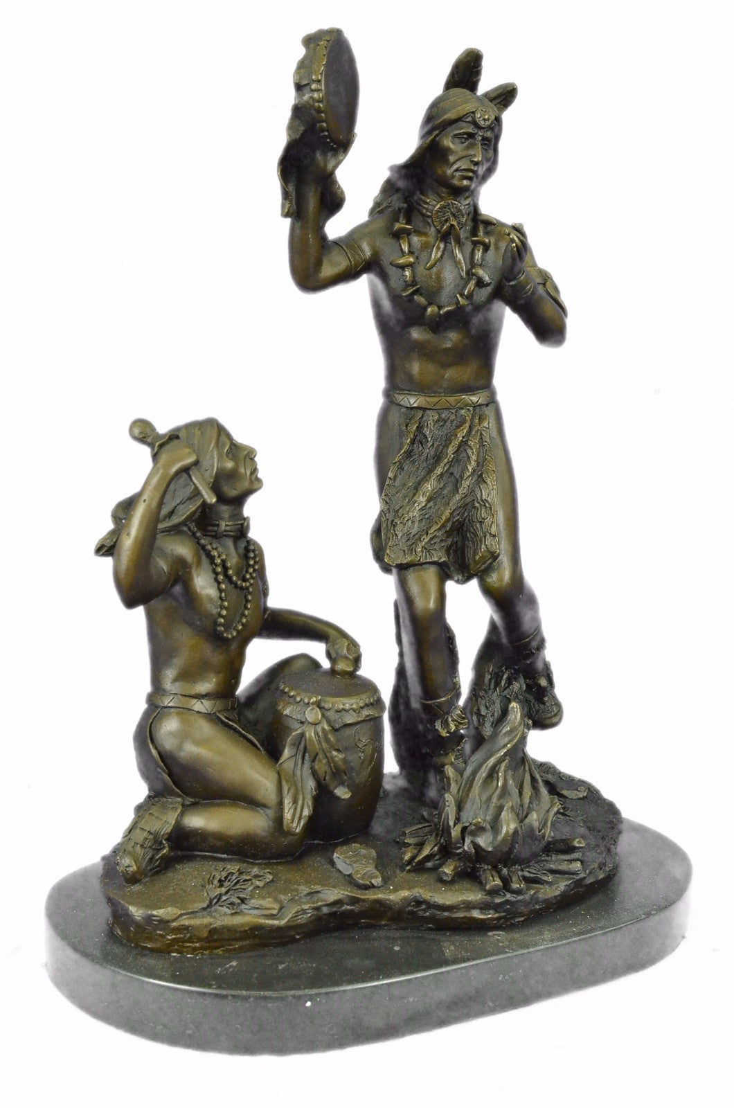 Handcrafted bronze sculpture SALE Drumme "Ceremonial Indian Art American
