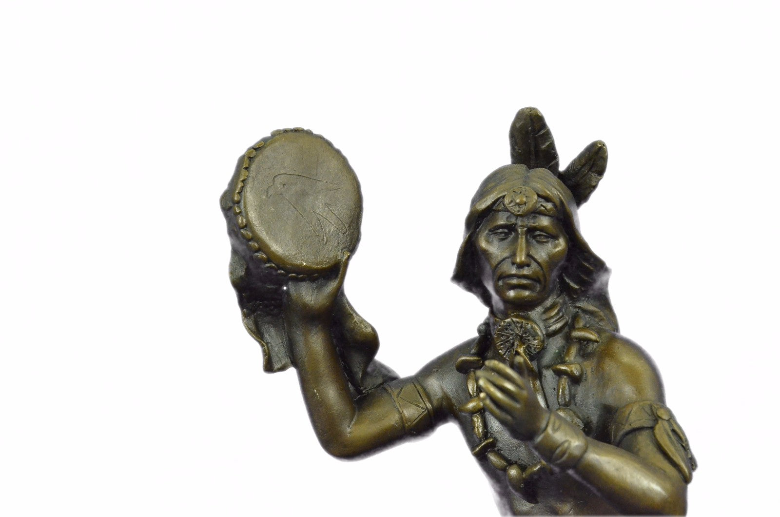 Handcrafted bronze sculpture SALE Drumme "Ceremonial Indian Art American