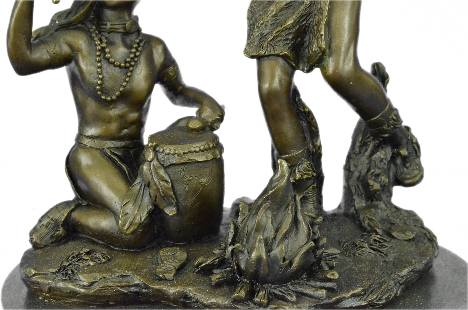 Handcrafted bronze sculpture SALE Drumme "Ceremonial Indian Art American