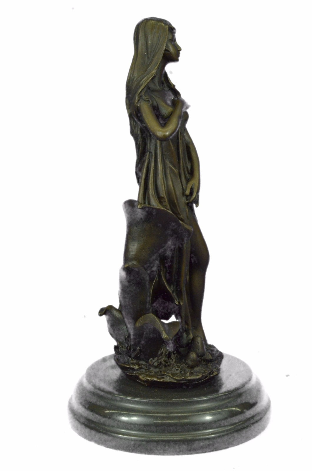 Handcrafted Wood Nymph Bronze Sculpture Art Nouveau Deco Bronze Sculpture