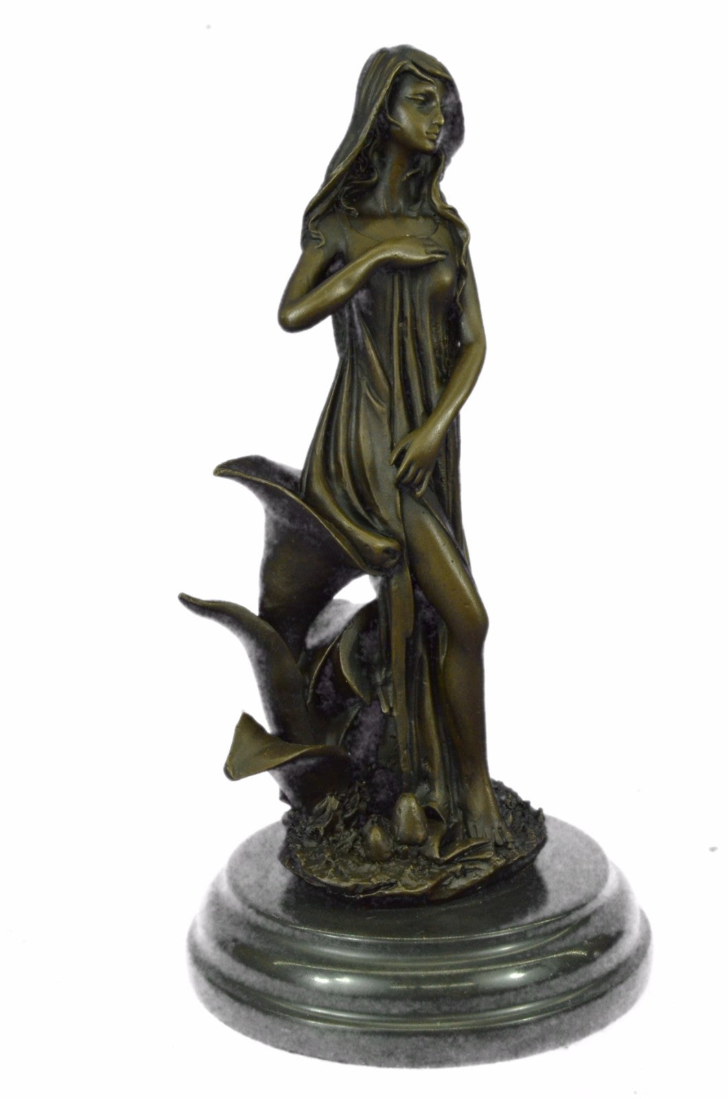 Handcrafted Wood Nymph Bronze Sculpture Art Nouveau Deco Bronze Sculpture