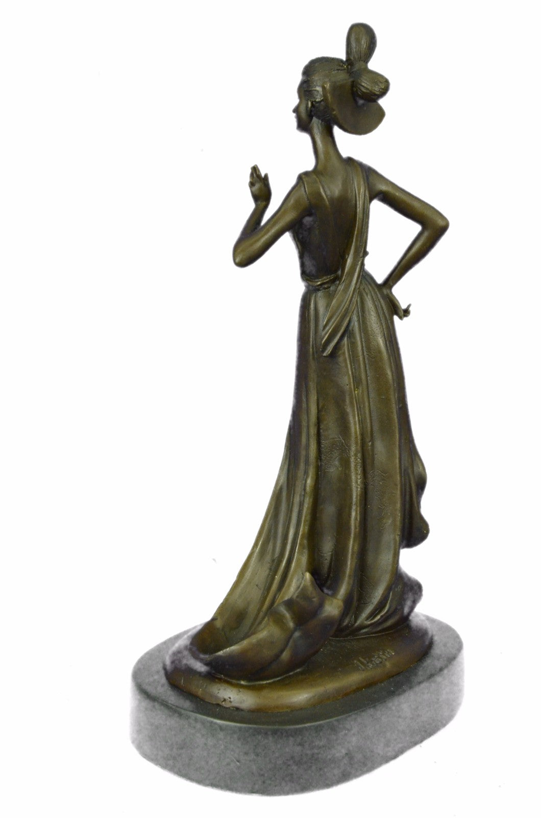 Bronze statue art nouveau deco girl w/ flower . SIGNED ~Kassin~ Hand Made
