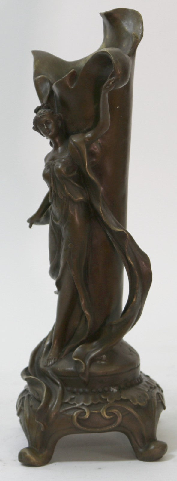 Fine Original Art Nouveau Bronze Sculpture Vase w/ Nude Woman Kassin 1985 Artwork