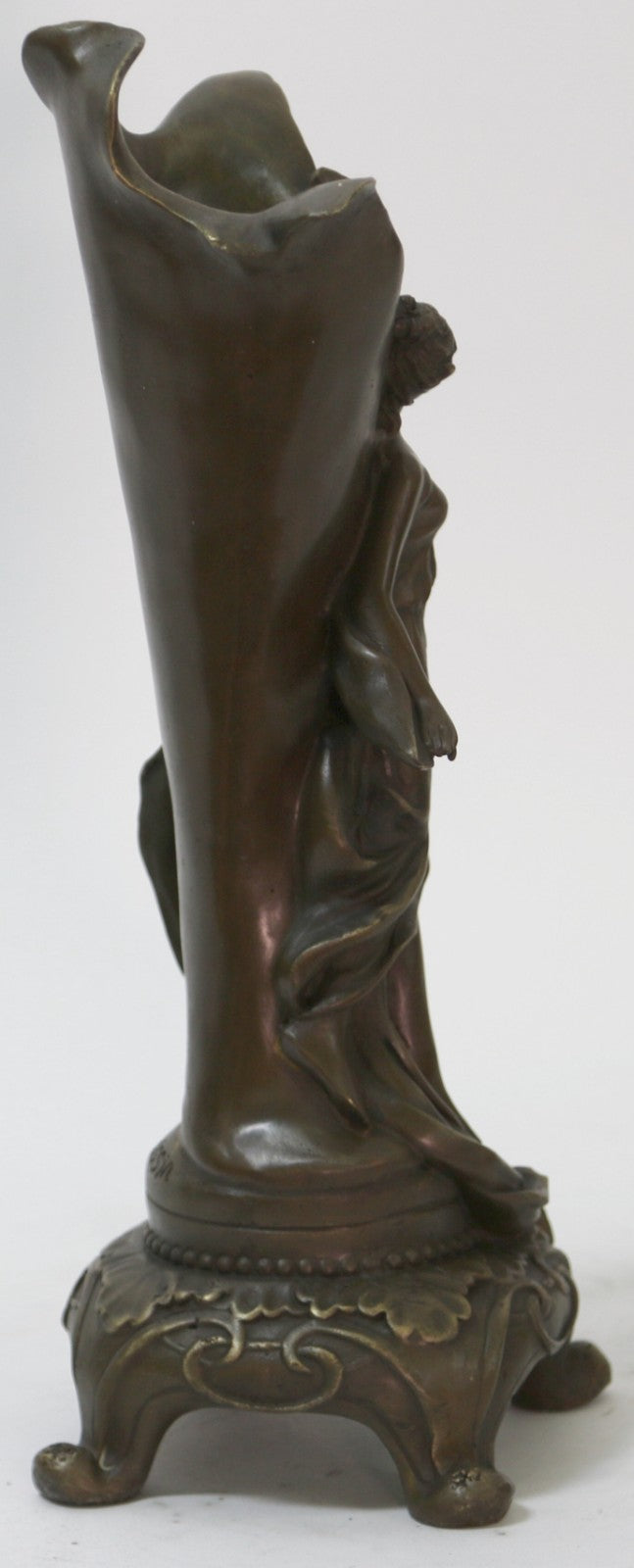 Fine Original Art Nouveau Bronze Sculpture Vase w/ Nude Woman Kassin 1985 Artwork