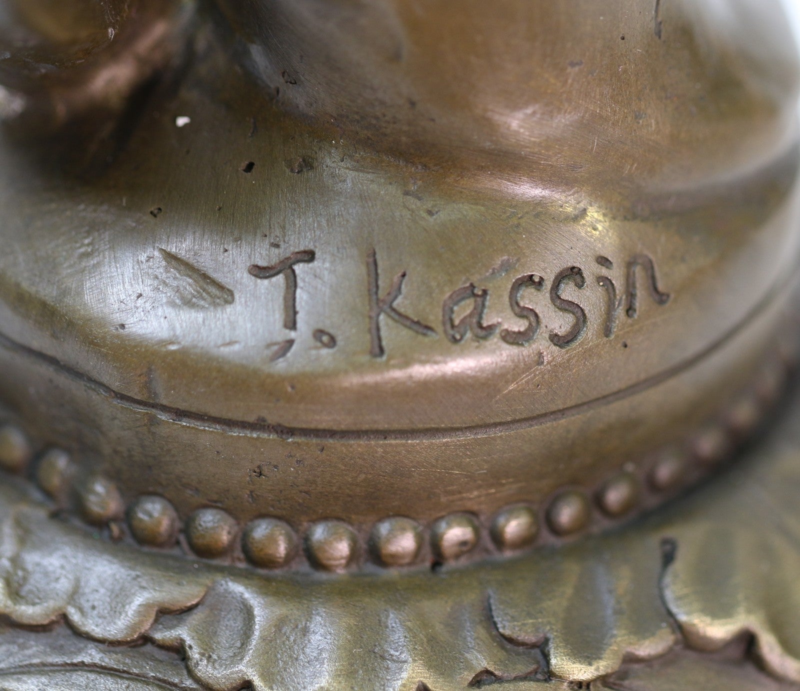 Fine Original Art Nouveau Bronze Sculpture Vase w/ Nude Woman Kassin 1985 Artwork