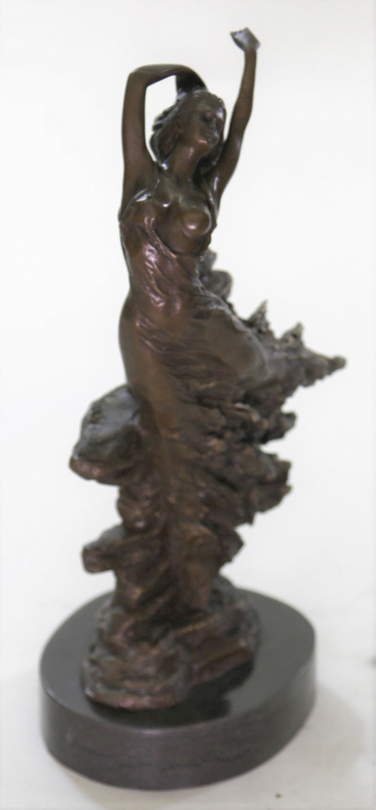 Expressive Art Deco Bronze Girl Woman Lady Figure Sculpture Statue Nude Figurine