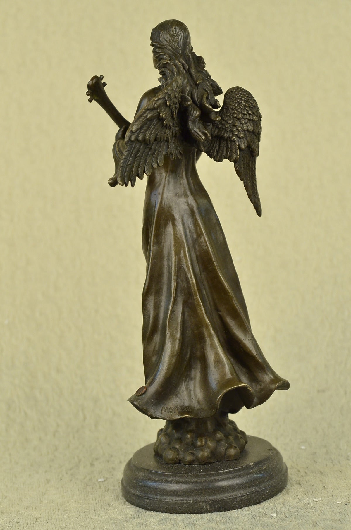 Handcrafted bronze sculpture SALE Marble Music Lute Playing Angel Divine