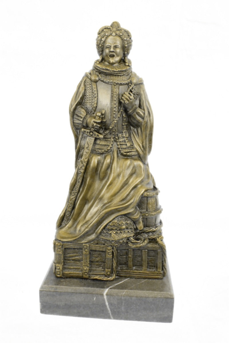 Handcrafted bronze sculpture SALE Royal I Elizabeth Queen Zengh Original Signed