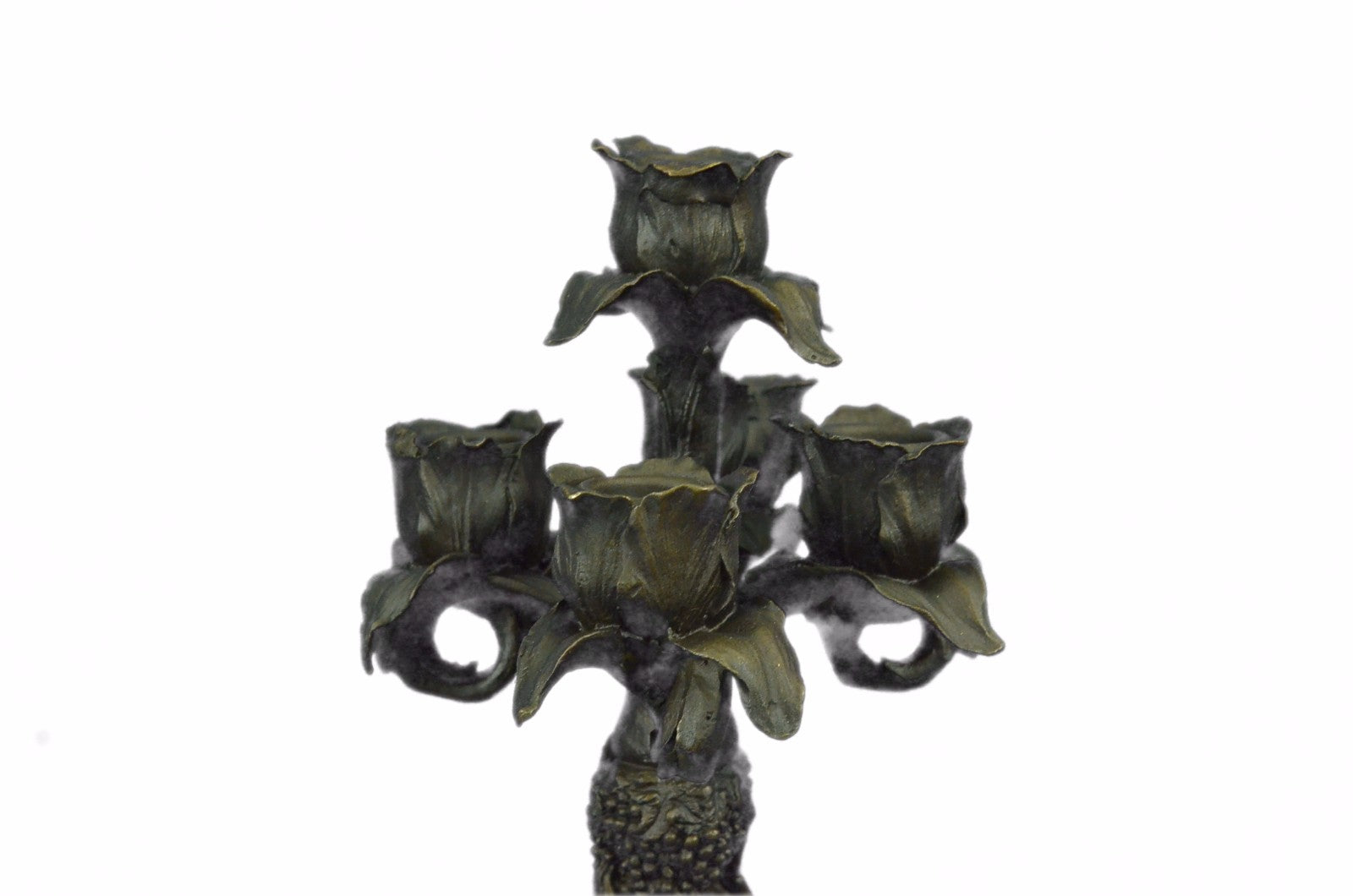 Art Deco Hot Cast Angel Candelabra Bronze Sculpture Marble Base Figurine Figure