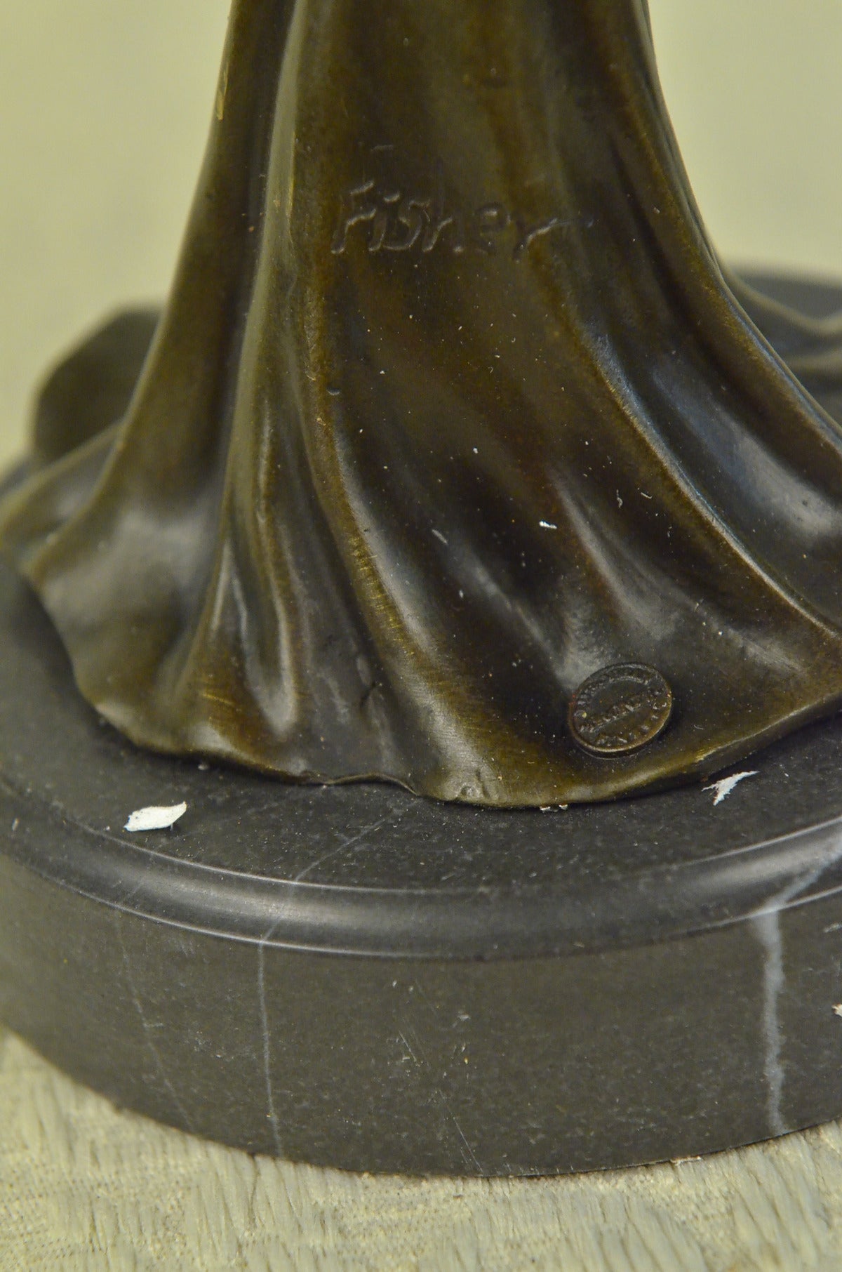 CLEARANCE SALE Floral Princess Bronze Marble Base Candle Holder Sculpture