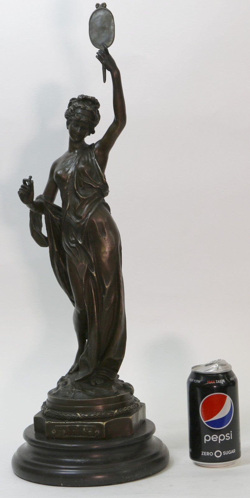 Vintage FRENCH Artwork Classical BRONZE STATUE Seated MAIDEN Roman Greek MOREAU