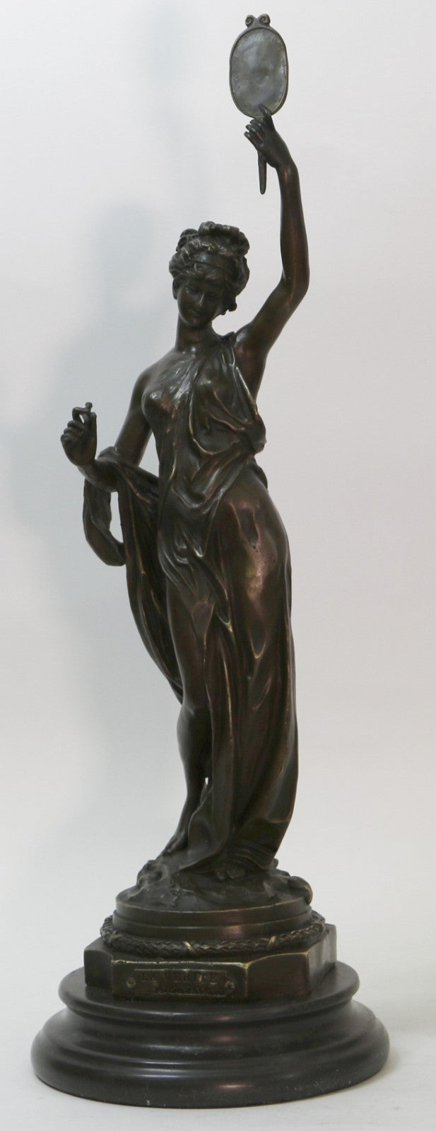 Vintage FRENCH Artwork Classical BRONZE STATUE Seated MAIDEN Roman Greek MOREAU