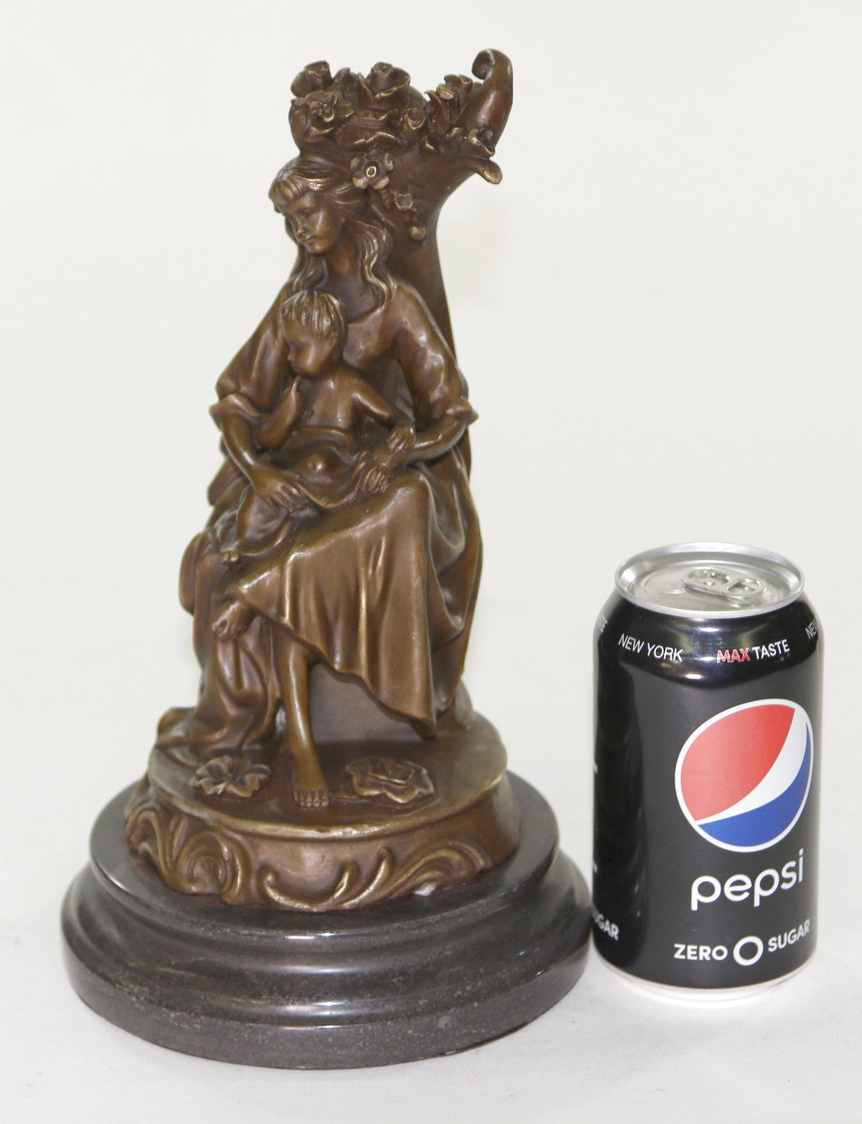 10" Western exquisite Art Pure Bronze Copper Carved mother and Boys Statue Sale