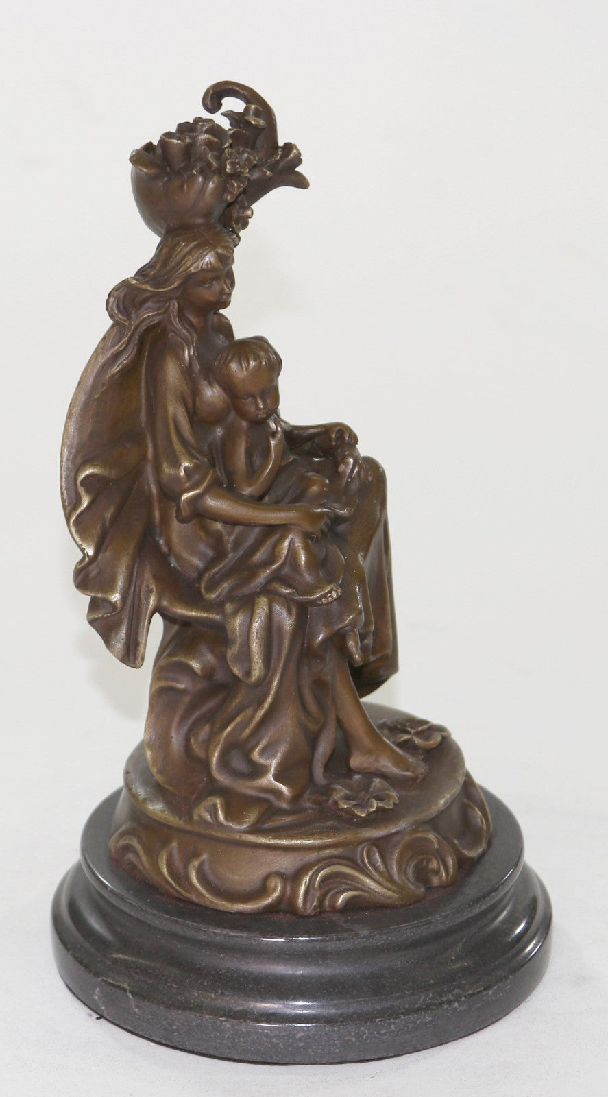 10" Western exquisite Art Pure Bronze Copper Carved mother and Boys Statue Sale