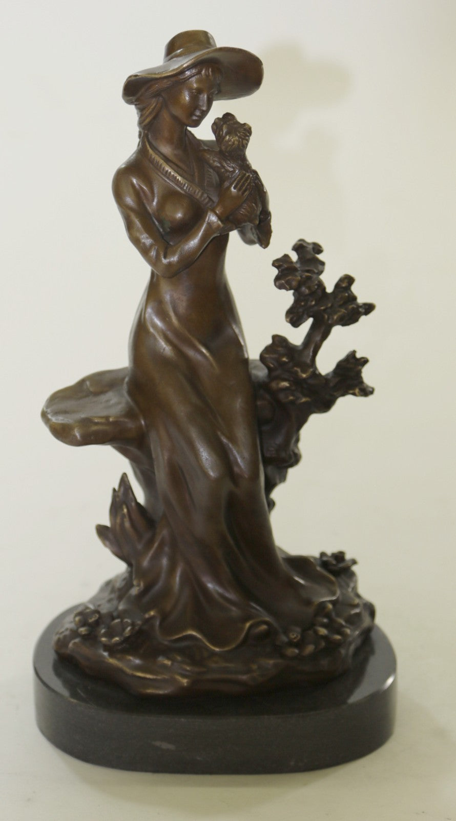 PUPPY LOVE by J.Patoue Fine Arts - Lovely Bronze Sculpture of Young Girl & Dog